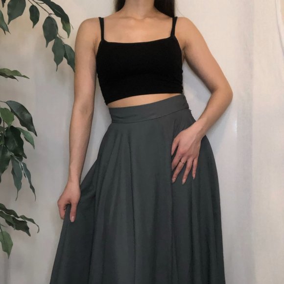 Floor Length A-line Full Grey Skirt - Picture 6 of 6